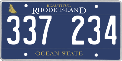 RI license plate 337234