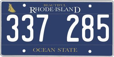 RI license plate 337285