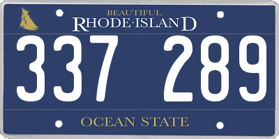 RI license plate 337289