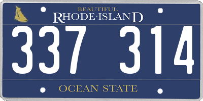 RI license plate 337314