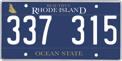 RI license plate 337315