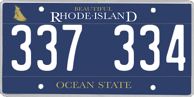 RI license plate 337334