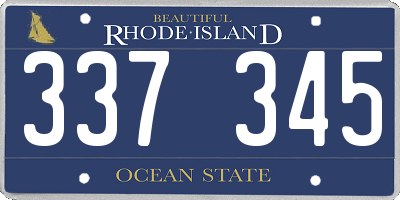 RI license plate 337345