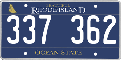 RI license plate 337362