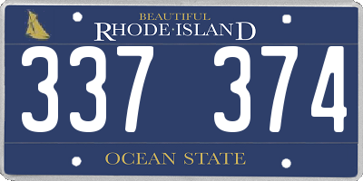 RI license plate 337374