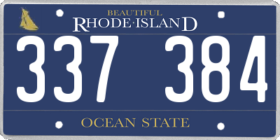RI license plate 337384