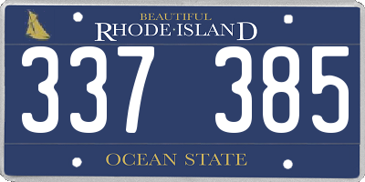 RI license plate 337385