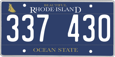 RI license plate 337430