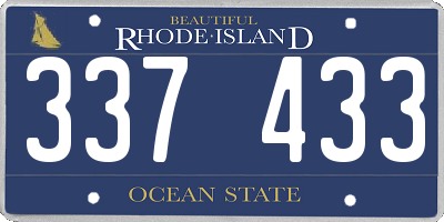 RI license plate 337433