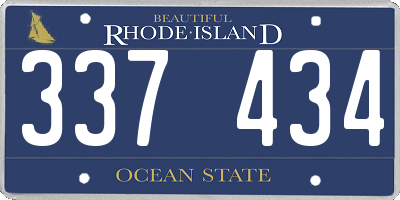 RI license plate 337434