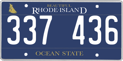 RI license plate 337436
