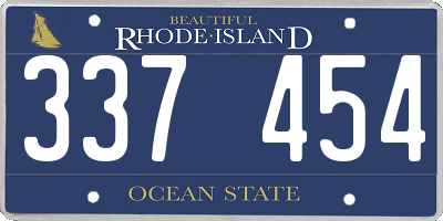 RI license plate 337454