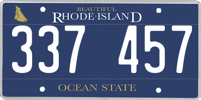 RI license plate 337457
