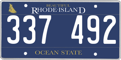 RI license plate 337492