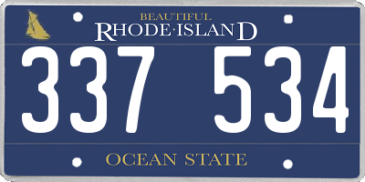 RI license plate 337534