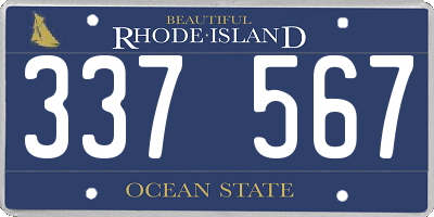 RI license plate 337567