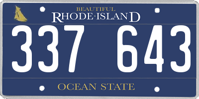RI license plate 337643