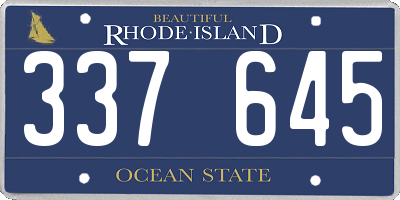RI license plate 337645