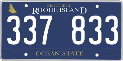 RI license plate 337833