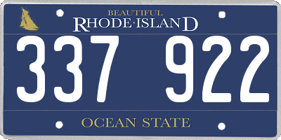 RI license plate 337922