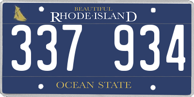 RI license plate 337934