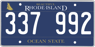 RI license plate 337992