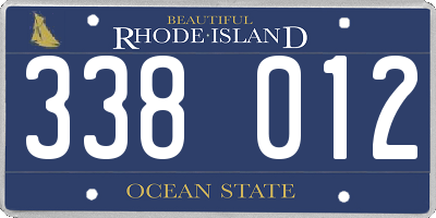 RI license plate 338012