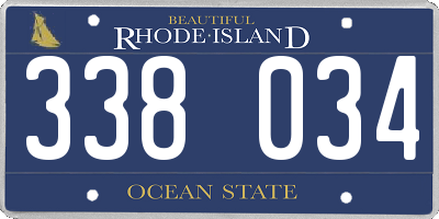 RI license plate 338034