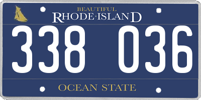 RI license plate 338036