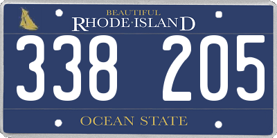 RI license plate 338205