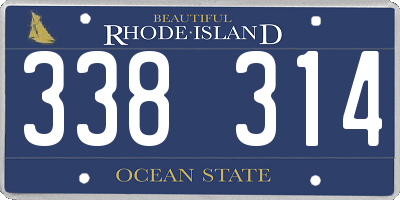RI license plate 338314