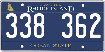 RI license plate 338362