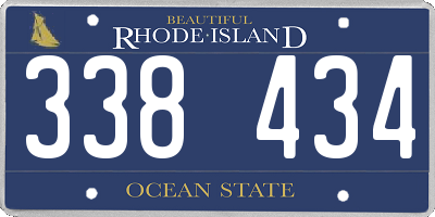 RI license plate 338434