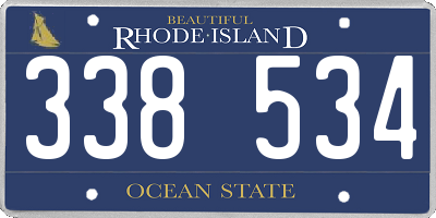 RI license plate 338534