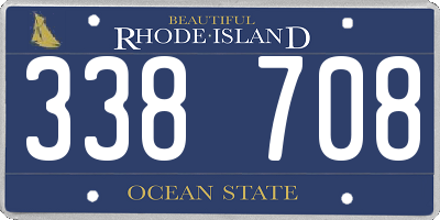 RI license plate 338708