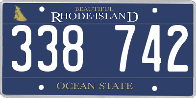 RI license plate 338742