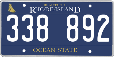 RI license plate 338892