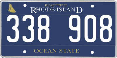 RI license plate 338908