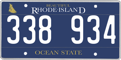 RI license plate 338934