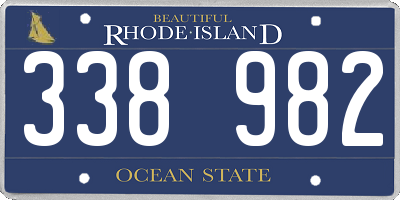 RI license plate 338982