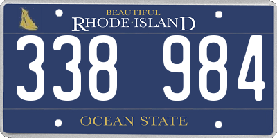 RI license plate 338984