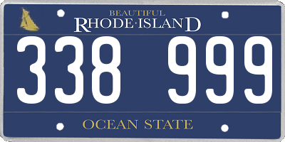 RI license plate 338999