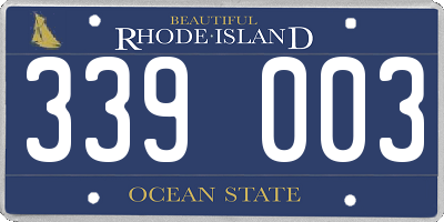 RI license plate 339003