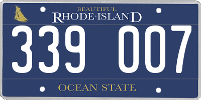 RI license plate 339007