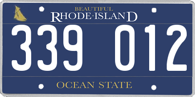 RI license plate 339012