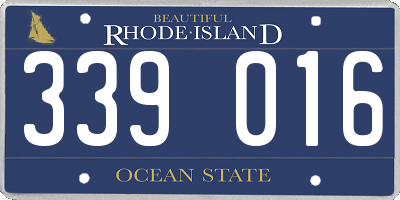 RI license plate 339016