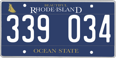 RI license plate 339034