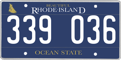 RI license plate 339036