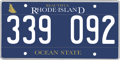 RI license plate 339092