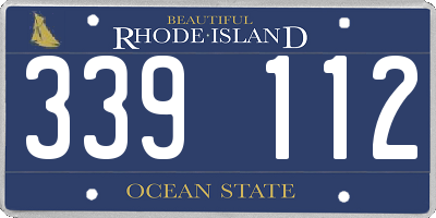 RI license plate 339112